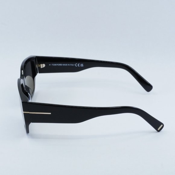 Tom Ford Silvano-02 FT0989 01A Sunglasses Black Rectangle Frame, Smoke Lenses - Picture 5 of 10